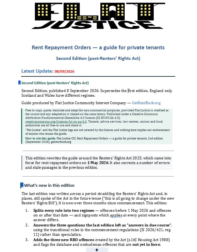 Cover of Rent Repayment Orders &mdash; a guide for private tenants, second edition